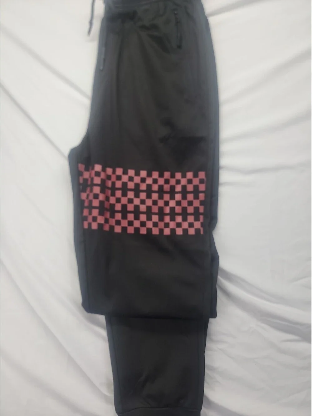 Public Record Jogger Pants Mens Sz L Black Red Zip Pockets Standard Fit